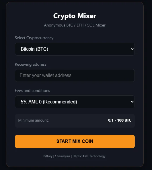 Anonymous BTC / ETH / SOL Mixer